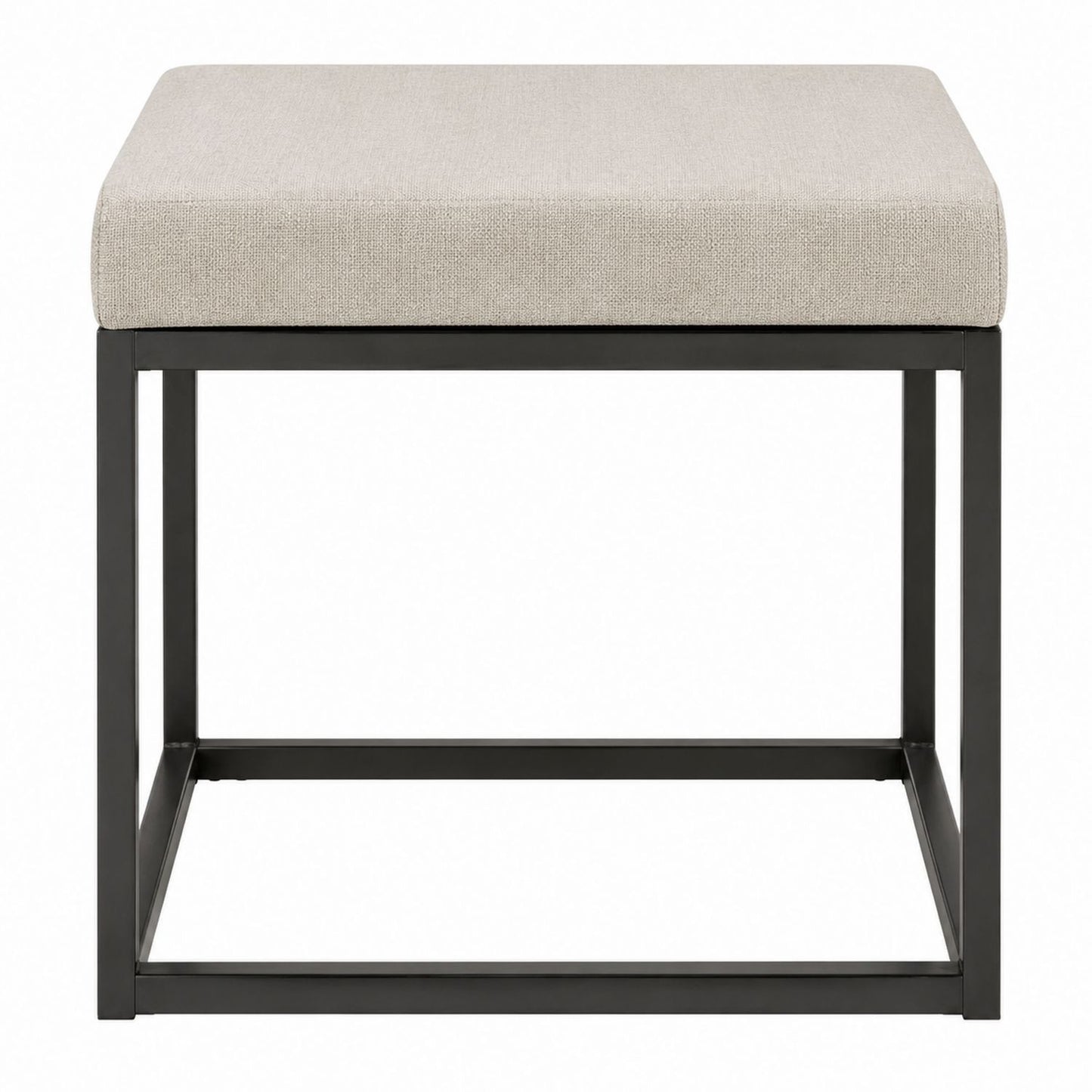 Square Ottoman Polyester Cushion Steel Frame Beige 45cm x 45cm x 45cm