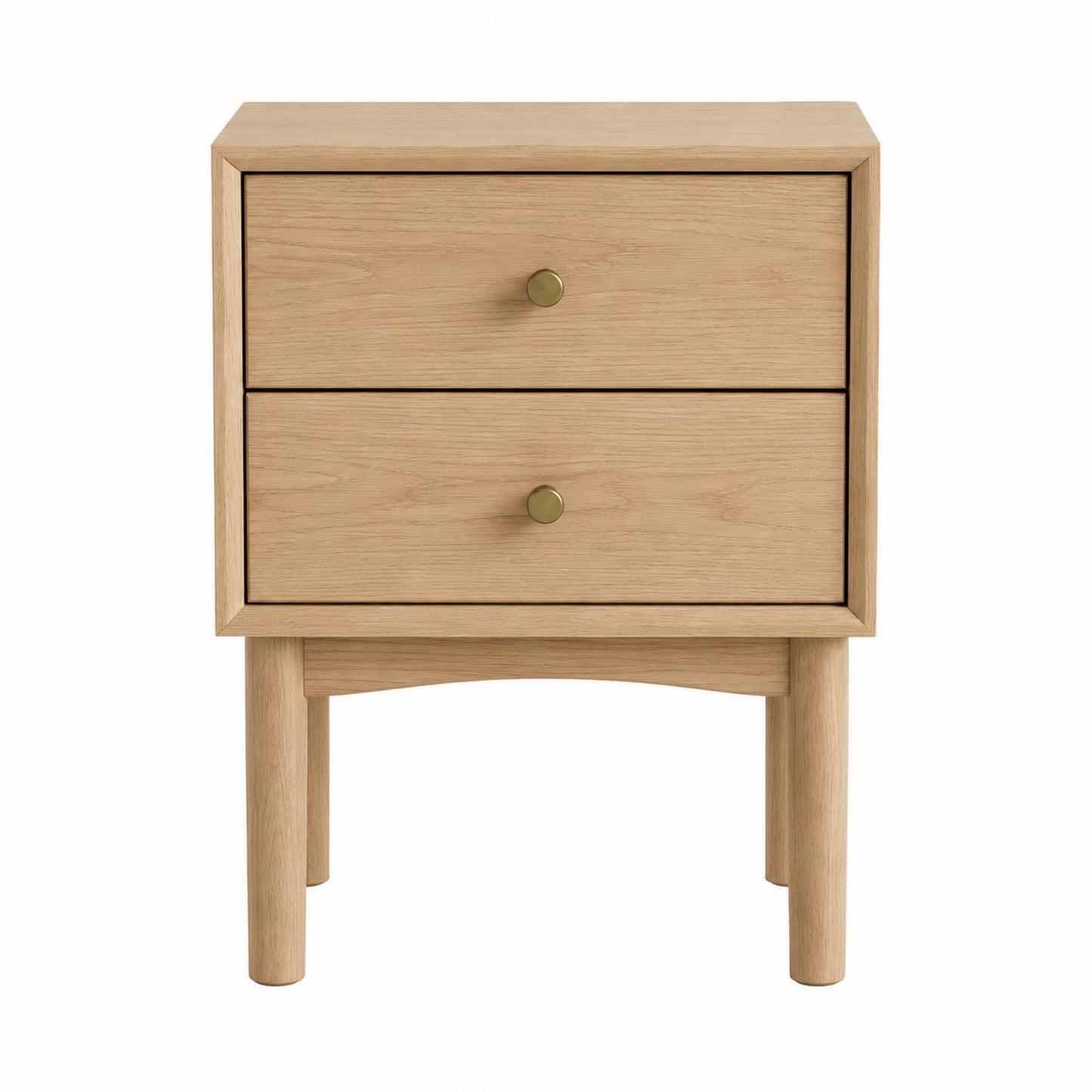 Oak Nightstand with Two Drawers Natural Finish 50cm x 40cm x 60cm