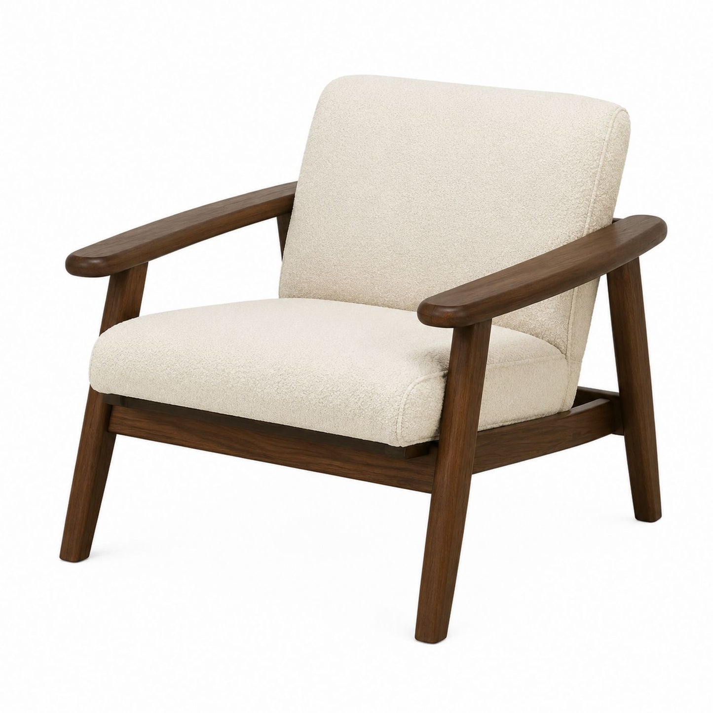 Lounge Armchair Solid Wood Frame Bouclé Upholstery 80cm x 75cm x 85cm
