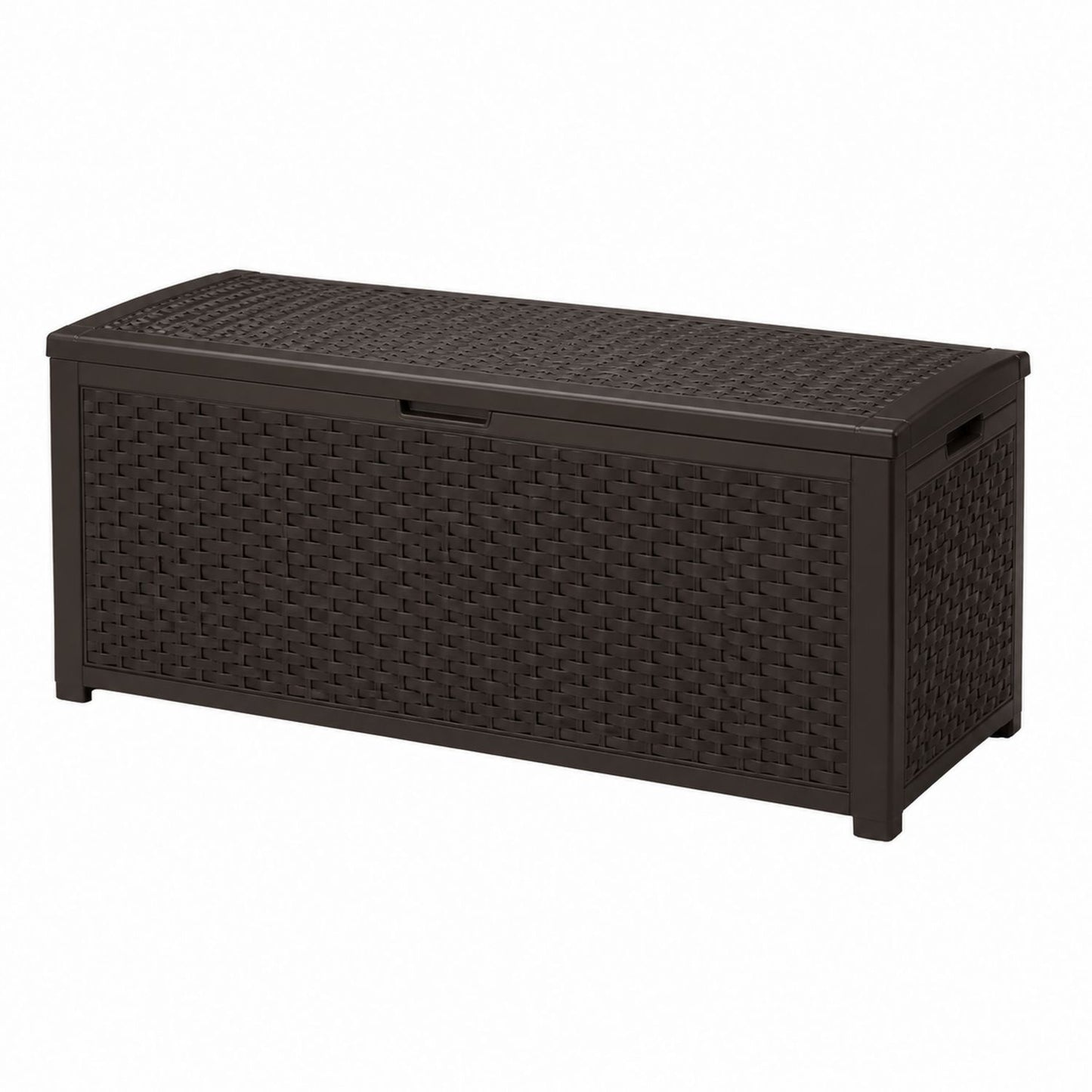 Outdoor Polypropylene Wicker Storage Bench Brown 120L