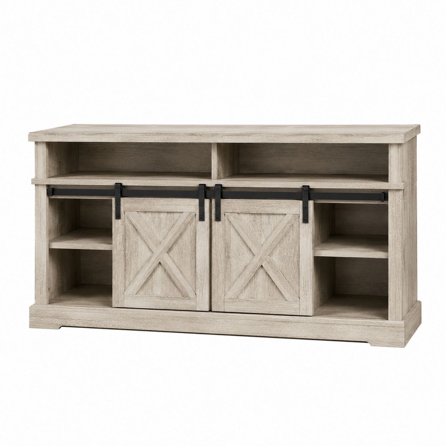 Engineered Wood TV Stand with Sliding Barn Doors 60L x 16W x 28H inch