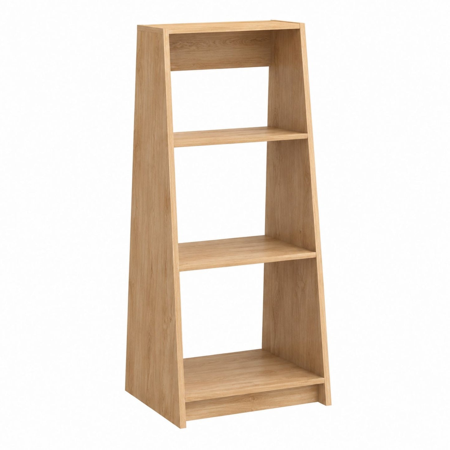 Wooden Ladder Shelf Bookcase Natural Oak 3-Tier Storage Unit 60x30x140cm