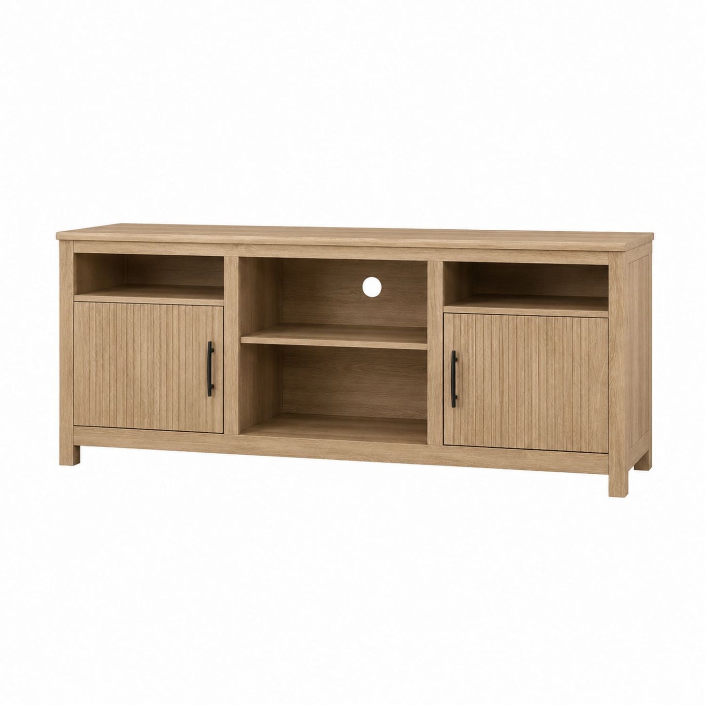Engineered Wood TV Stand with Cabinets and Shelves in Oak Finish 152 cm