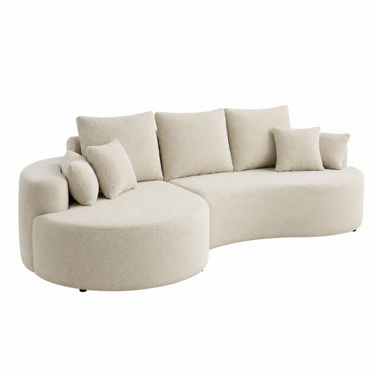 Curved Sectional Sofa Polyester Beige