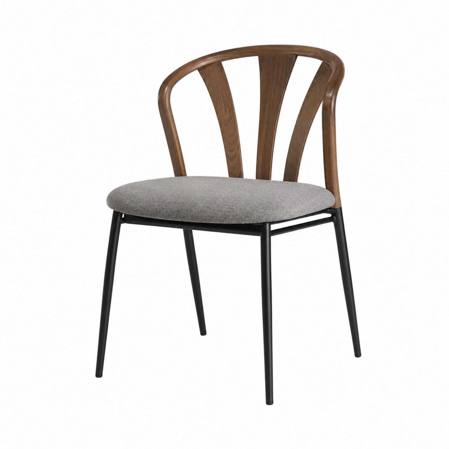 Wood and Metal Dining Chair with Grey Fabric Seat