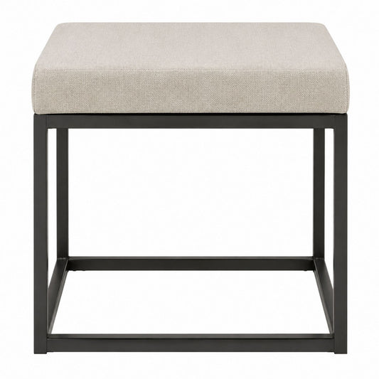 Square Ottoman Polyester Cushion Steel Frame Beige 45cm x 45cm x 45cm