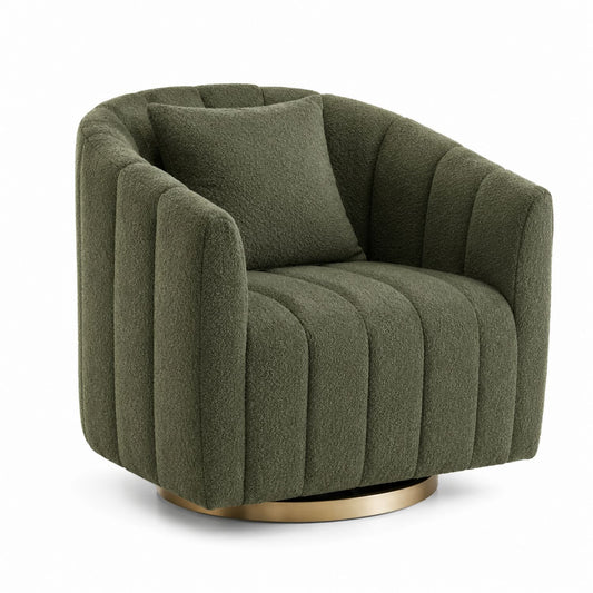 Olive Green Swivel Accent Chair with Polyester Upholstery