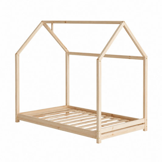 Pine Wood House Bed Frame for Kids