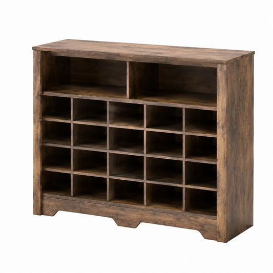 Wooden Shoe Storage Cabinet Brown 20-Cubby Unit