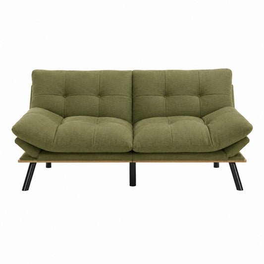 Convertible Fabric Sofa Bed with Metal Legs - Olive Green