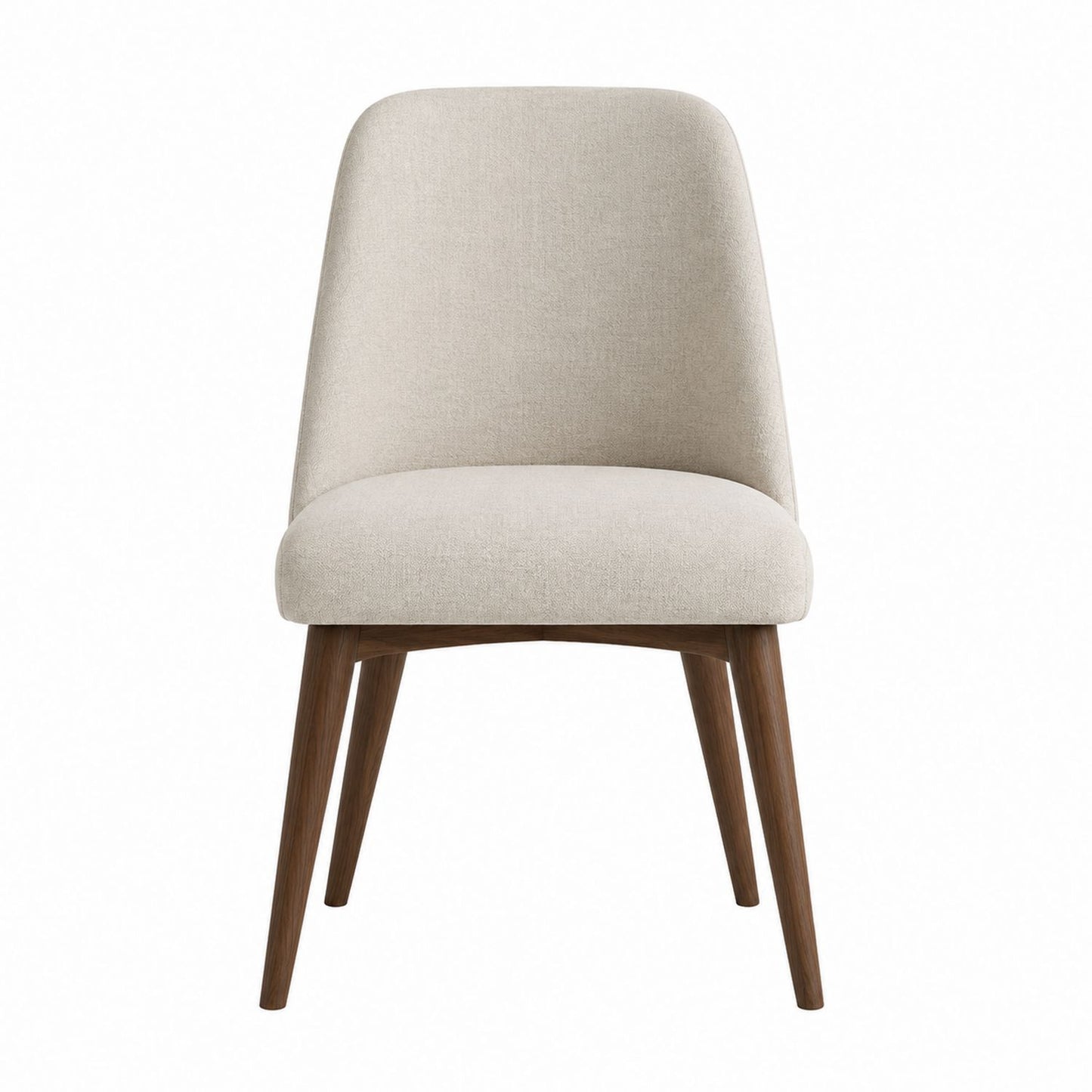Beige Upholstered Dining Chair with Wooden Legs