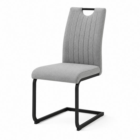 Gray Polyester Fabric Cantilever Dining Chair with Metal Frame