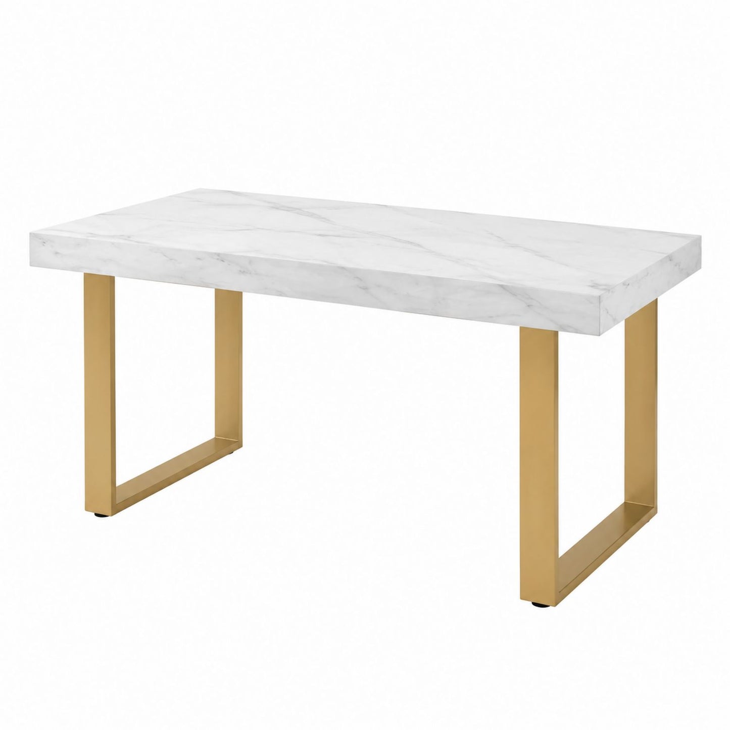 Rectangular Marble Top Dining Table with Gold Metal Legs 150cm