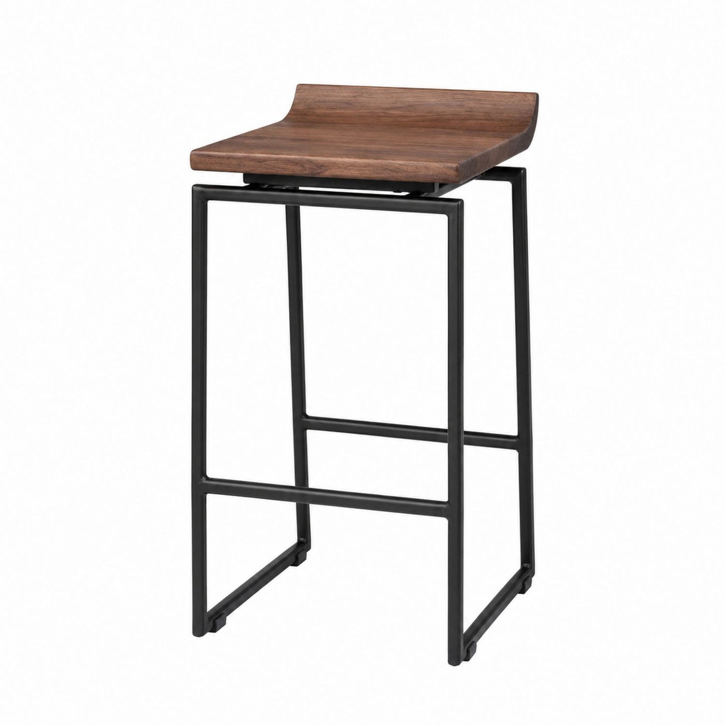 Acacia Wood Seat Metal Frame Bar Stool 76cm