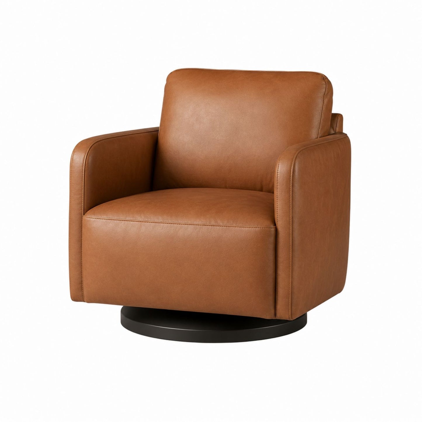 PU Leather Swivel Chair with Cushioned Seat Brown