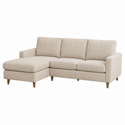 Beige Polyester Fabric L-Shaped Sectional Sofa with Solid Wood Frame 280cm