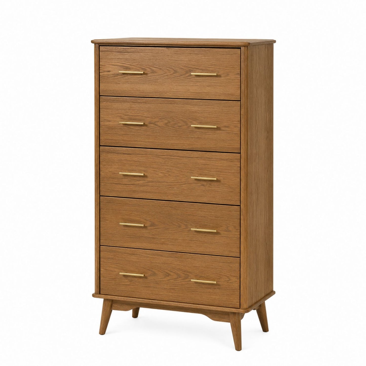 Wood Dresser with Five Drawers Oak Finish