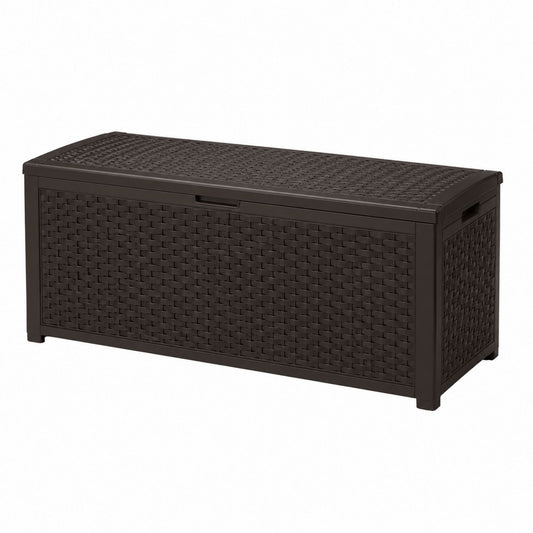 Outdoor Polypropylene Wicker Storage Bench Brown 120L