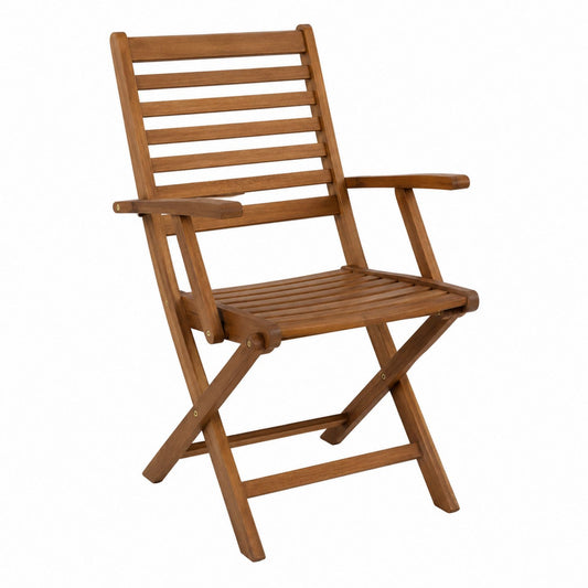 Outdoor Folding Chair Acacia Wood Brown with Armrests 23.6in x 21.7in x 35.4in