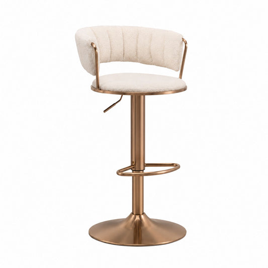 Adjustable Fabric Bar Stool with Metal Finish and Backrest