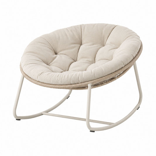 Beige Fabric Papasan Chair with Metal Frame 72cm Diameter