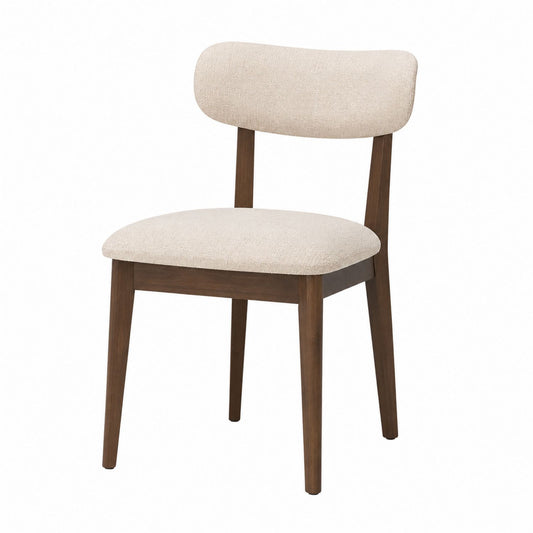 Upholstered Wood Dining Chair Polyester Fabric with Walnut Legs