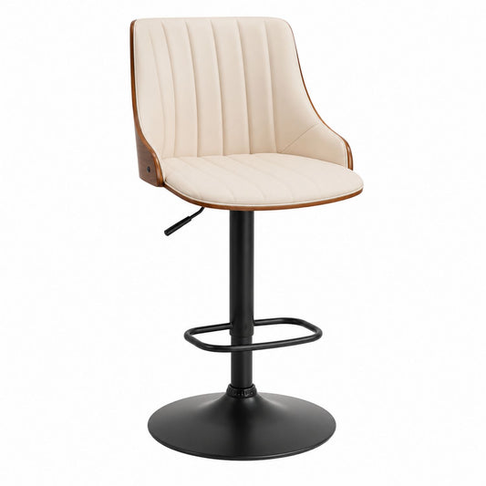 Adjustable Swivel Bar Stool with PU Leather and Metal Base