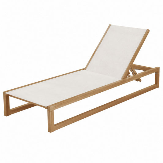 Teak Sun Lounger with White Textilene Mesh