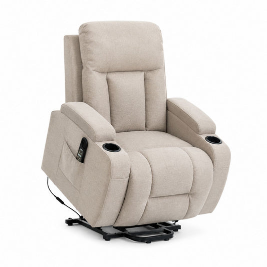 Polyester Fabric Power Lift Recliner Chair with Cup Holders and Remote