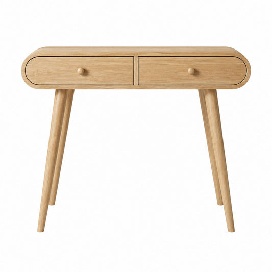Oak Console Table with Two Drawers