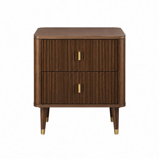 Wood Nightstand with 2 Drawers Brown 50cm x 40cm x 60cm