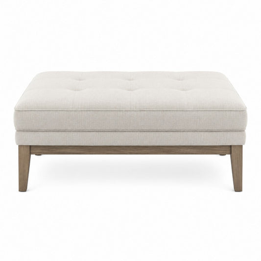 Rectangular Fabric Upholstered Ottoman Beige 95x60x45cm