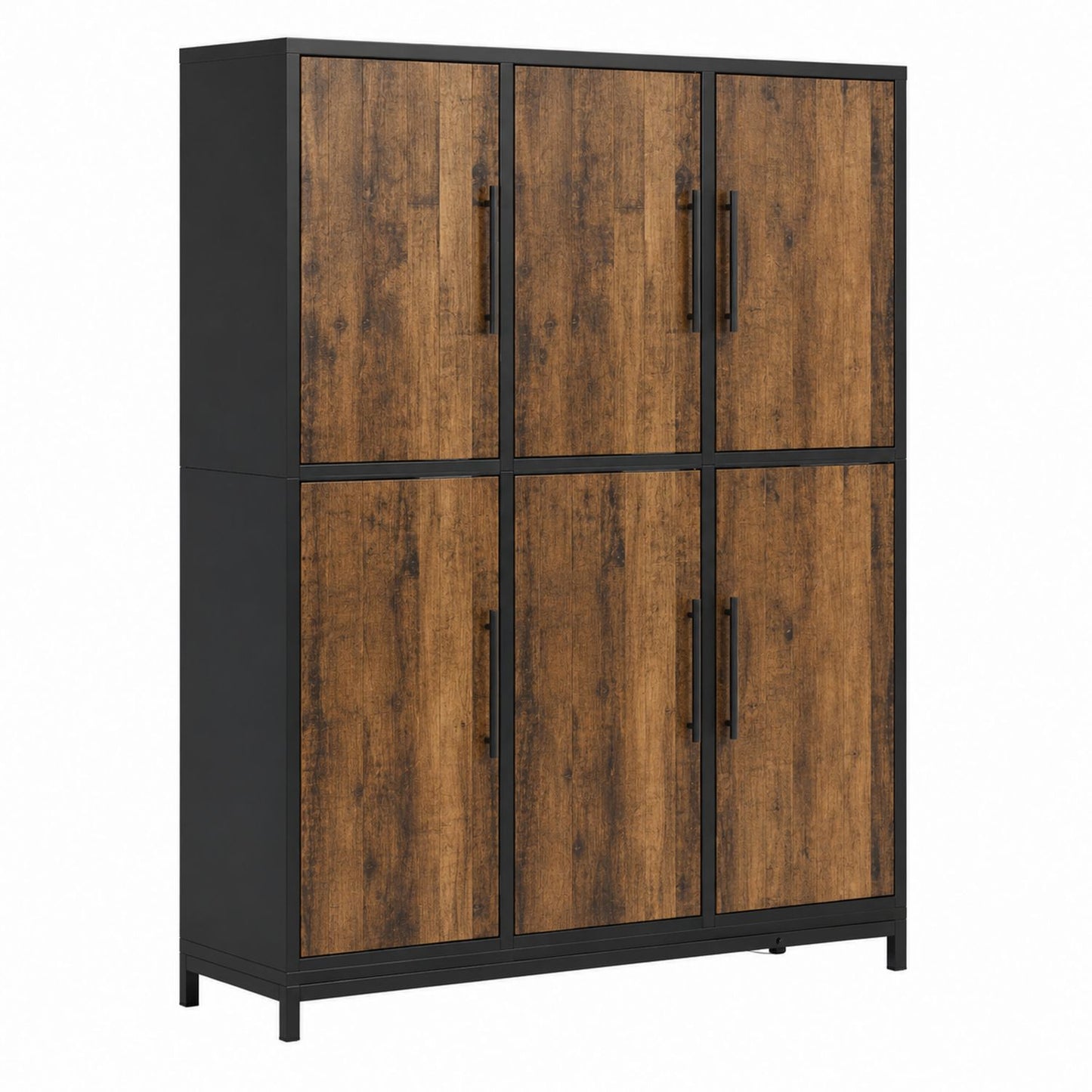 Steel and Wood Storage Cabinet with Six Doors 180cm