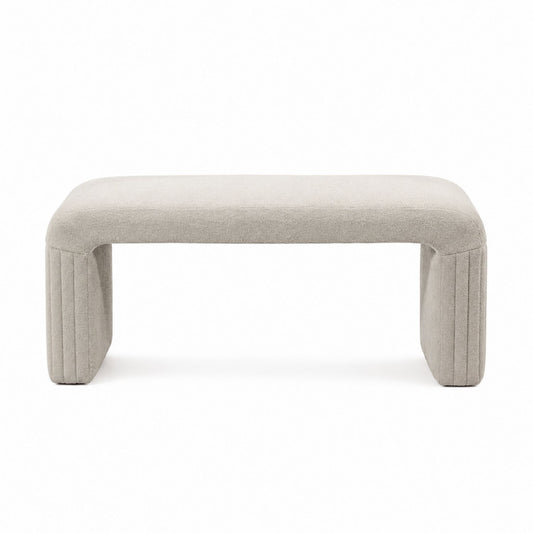 Light Gray Polyester Upholstered Bench 120 x 45 x 45 cm
