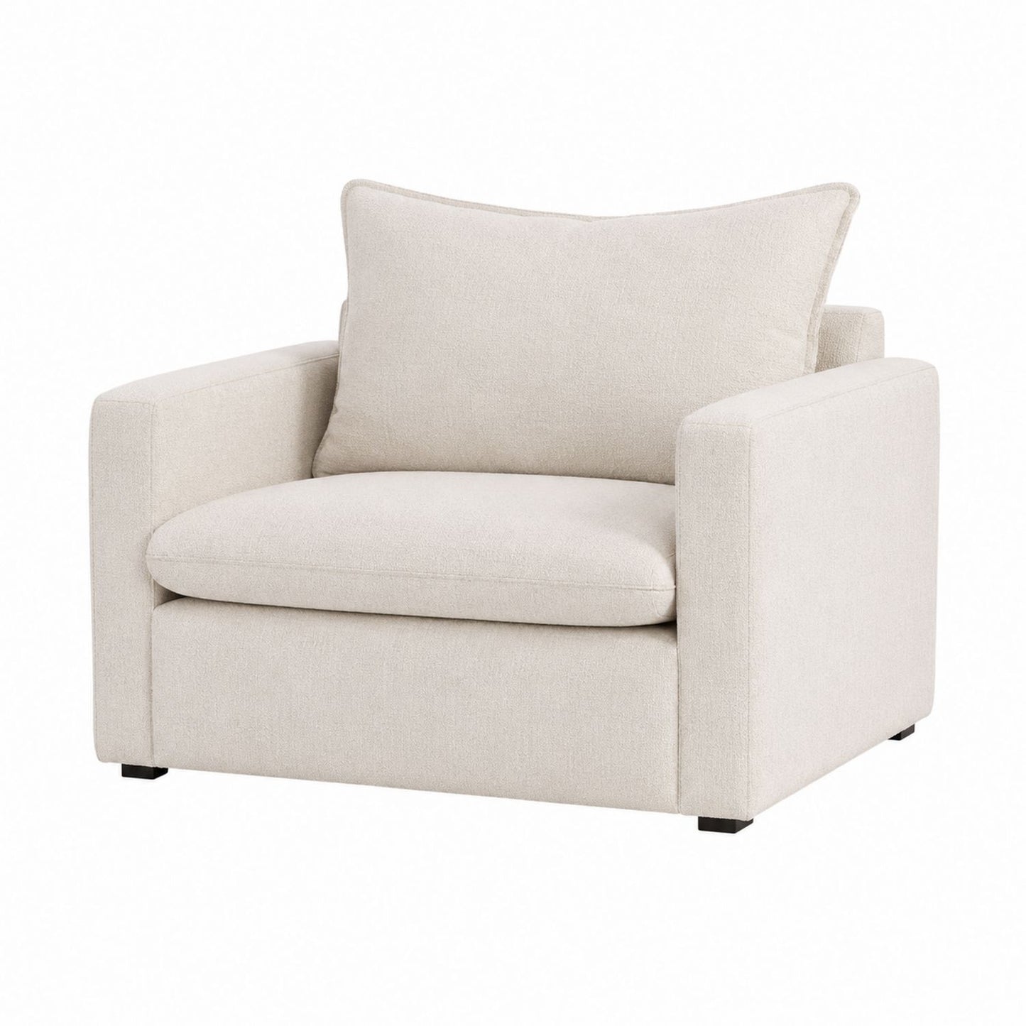 Beige Linen Armchair with Cushioned Seat and Back 90cm x 85cm x 75cm