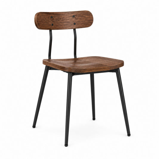 Oak Wood Dining Chair with Steel Legs Brown Black