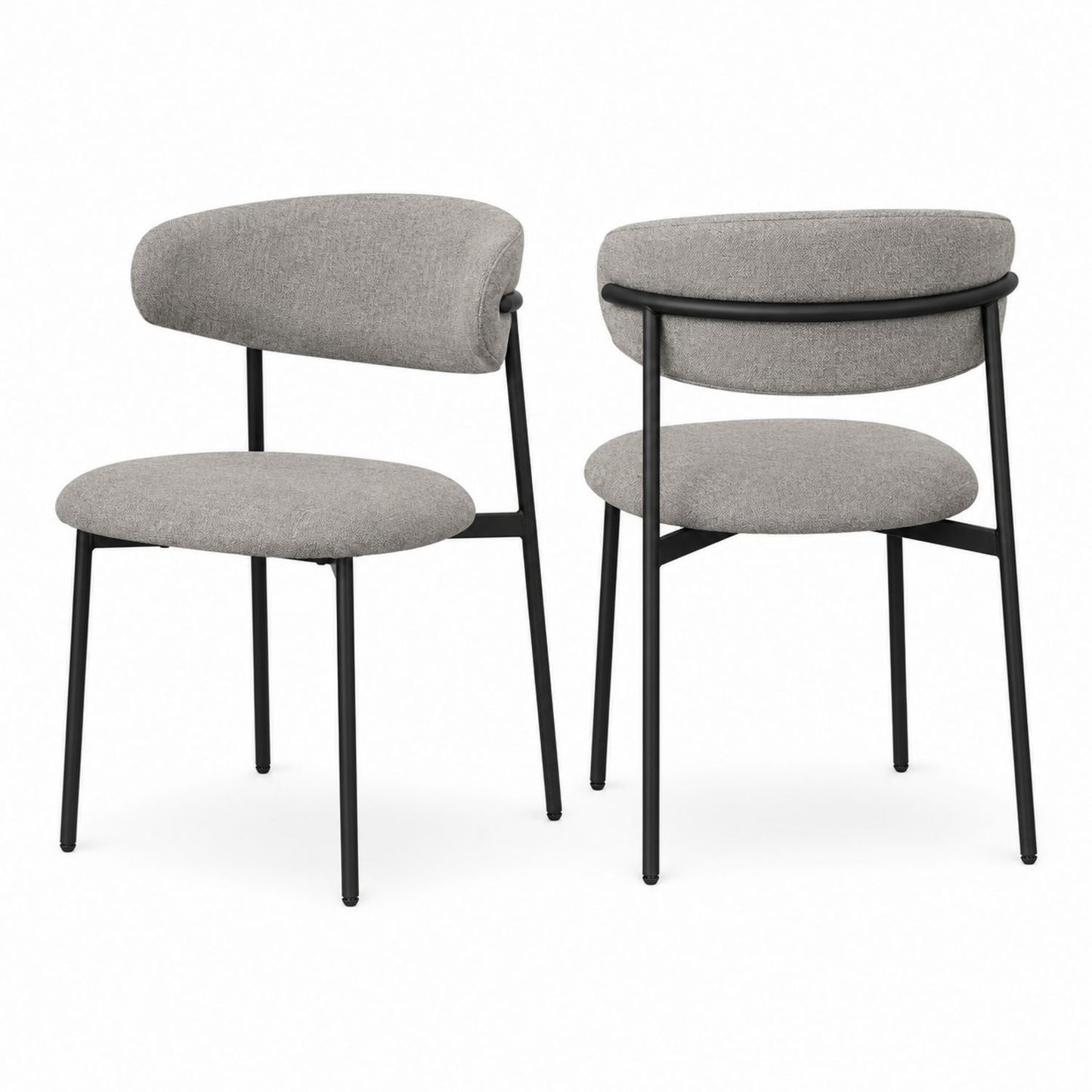 Set of 2 Grey Polyester Dining Chairs with Metal Frame