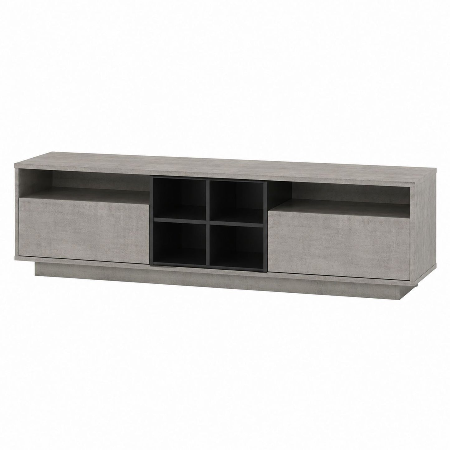 Rectangular Concrete-Effect TV Stand with Storage Shelves 180cm