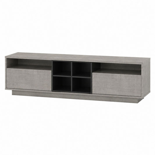 Rectangular Concrete-Effect TV Stand with Storage Shelves 180cm