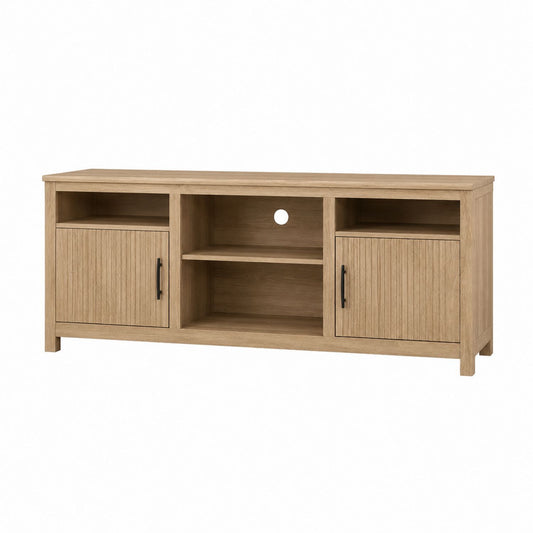 Engineered Wood TV Stand with Cabinets and Shelves in Oak Finish 152 cm