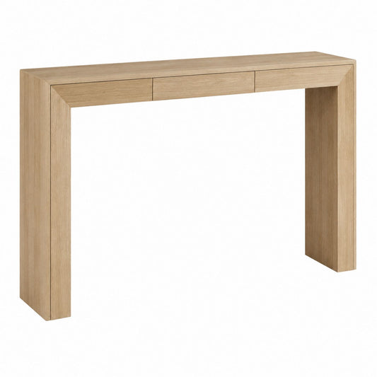 Wood Console Table Oak Rectangular 120cm x 30cm x 80cm