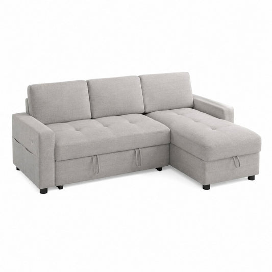 L-Shaped Fabric Sofa with Storage and Reversible Chaise 220cm x 145cm x 85cm