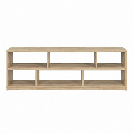Wood TV Stand Entertainment Center Natural Finish 120cm