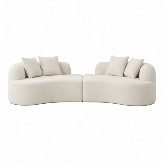 Curved Polyester Fabric Sectional Sofa Set with Cushions