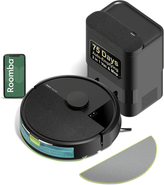 iRobot Roomba 105 Combo Robot Vacuum and Mop, LiDAR Navigation, Vacuuming and Mopping, Vacuum Suction, Self-Empties for 75 Days