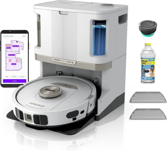 Shark 60-Day Robot Vacuum and Mop, Touch Controls, Self-Cleaning, Self-Emptying Base, AV2800ZE, 30-Day Refill Tank, 60-Day Debris Capacity