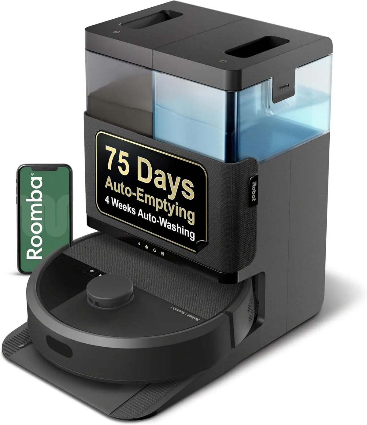 iRobot G181 Vacuum Cleaner, Vacuum Suction, 2in1, Self-Empties 75 Days, iRobot Roomba Plus 405, Dual Spinning, Intense Suction, Ideal for Pet Hair