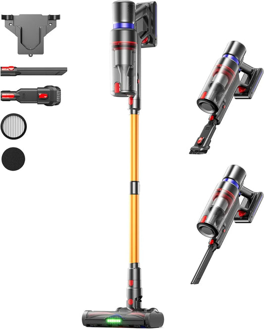 Cordless Stick Vacuum 50KPA, 600W, 70Mins, 8-in-1 Lightweight Vacuum for Pet Hair, Hard Floor, Anti-Tangle, Cordless Design, Anti-Tangle Brush